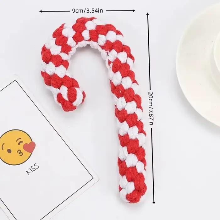 Jouet de Noël en corde de coton pour chiens avec nœud interactif pour mâcher et jouer occassions spéciales chiots grands chiens