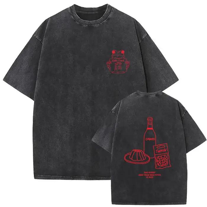 T-shirt vintage délavé Rapper Bad Bunny Debi Tirar Mas Fotos DTMF World Tour 2026 – T-shirts mode Hi