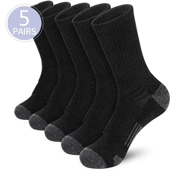 Lot 5 paires chaussettes sport performance chasse - Respirantes rembourrées pour activités extérieures homme femme