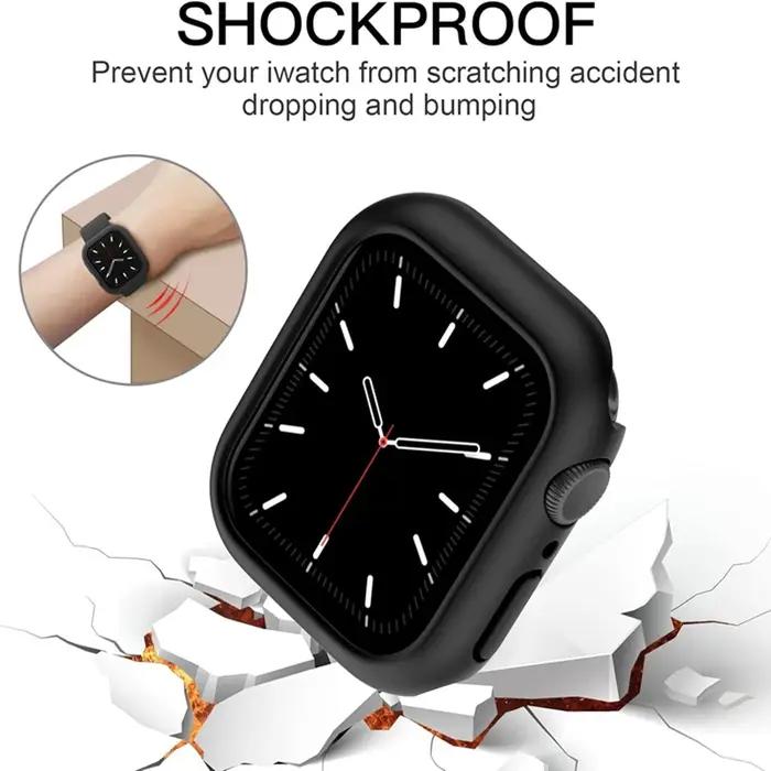 Coque protection Apple Watch 45 41 40 44 42 46mm couverture PC mat cadre bumper sans verre