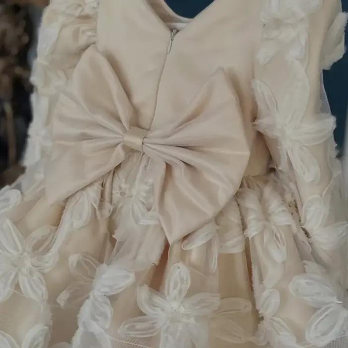 Robe Tutu florale de princesse pour bébé fille, manches longues, style vintage, avec nœud, pour mari