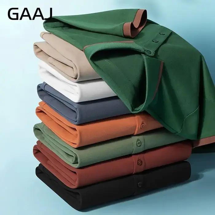 GAAJ-Polo d'affaires pour hommes, hauts de marque décontractés, t-shirt à col rayé, t-shirt en coton de haute qualité, Polo Social, vêtements pour hommes