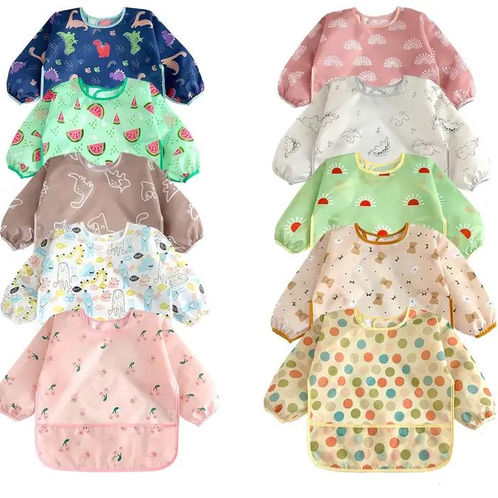Bavoirs pour nouveau-né, chemisier imperméable à manches longues, vêtements inversés pour nourrissons, tablier, vêtements de protection
