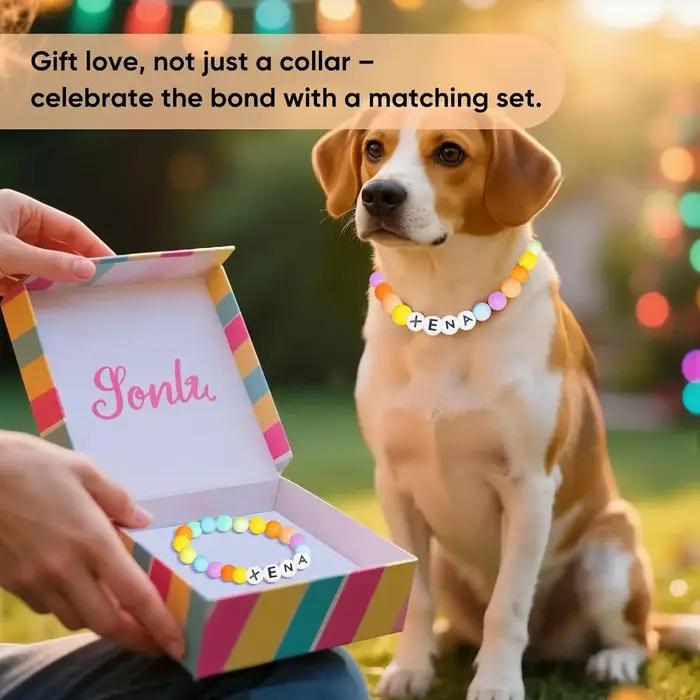 Collier de nom personnalisé en perles pour chiot avec bracelet coloré pour animaux de compagnie occasions spéciales