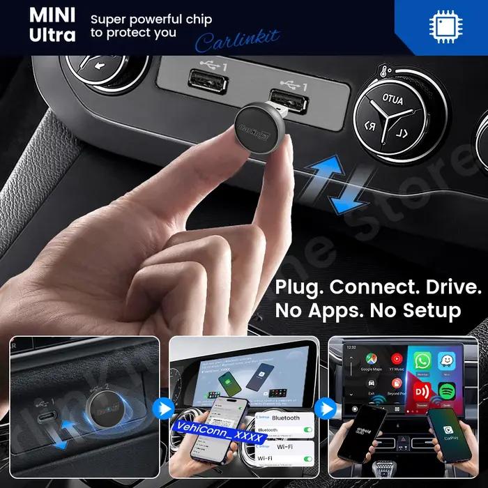 2025 CarlinKit Mini Ultra 3 CarPlay Android auto adaptateur sans fil pour mise à niveau de infotainment de voiture BT