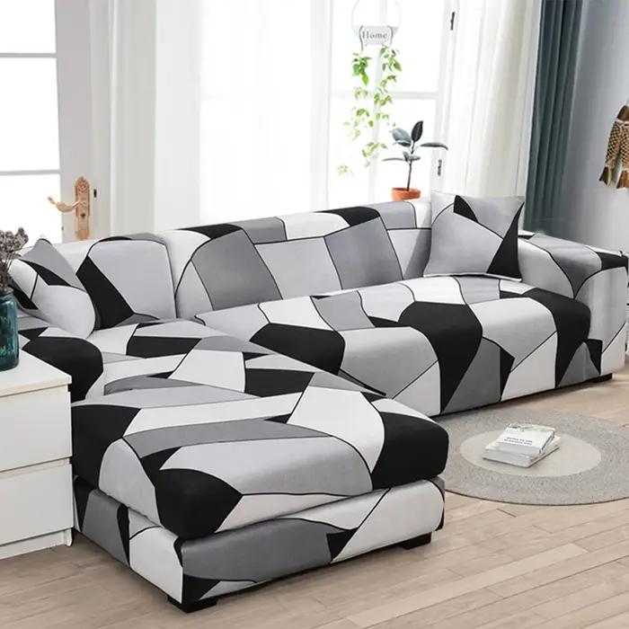 housse canape dangle pour Salon Imprimé Extensible housse canapé forme de L Élastique housses de can