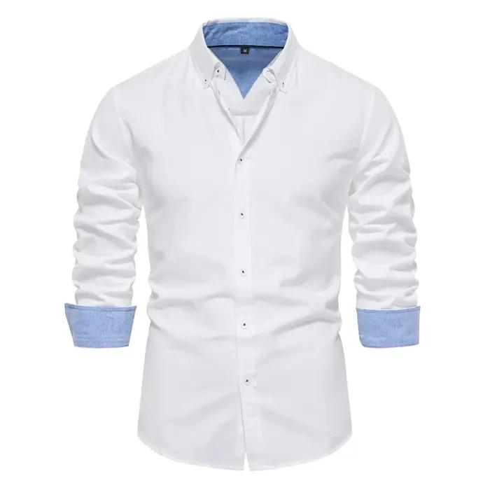 AIOPESON 2023 nouveau automne coton hommes Oxford chemise à manches longues boutonné affaires sociales chemises décontra