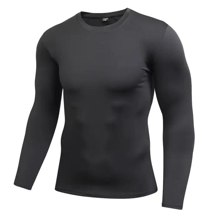 Hommes Compression course T-Shirt Fitness serré à manches longues Sport T-shirt formation Jogging ch