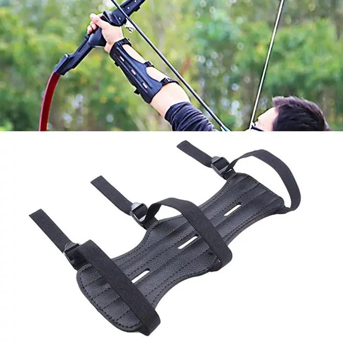 Protège-bras en cuir pour le tir à l'arc, 3 sangles de protection, sécurité du bras, réglable, acces