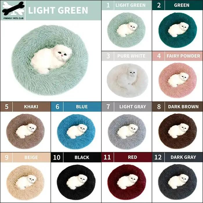 Lit pour chien de compagnie Long en peluche beignet rond chenil