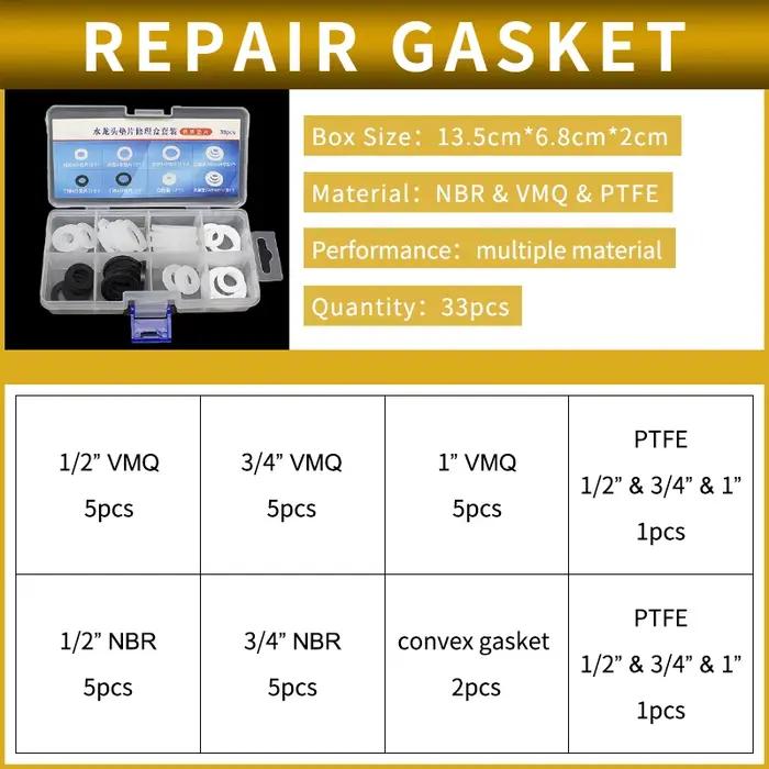 Kit de réparation en joint plat en acier inoxydable et matériaux synthétiques pour robinets résistants à la corrosion et aux conditions difficiles pour rénovation et maintenance de la maison