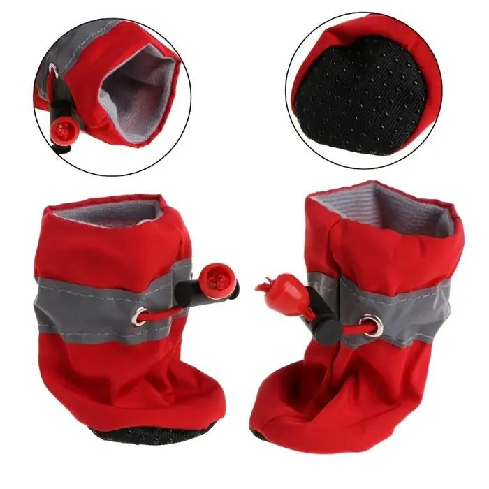 Chaussures résistantes à l'eau PU pour petits chiens styles variés pour protection des pattes durant promenades en hiver et jours de pluie