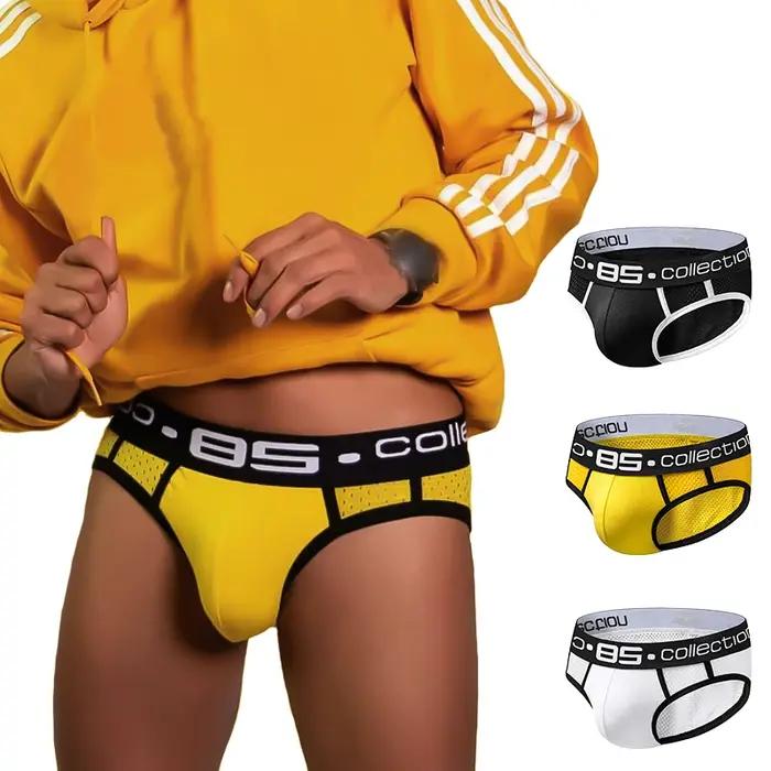 Qucik-Dry-Sous-vêtements en maille pour hommes, slips sexy, slips respirants pour hommes, culottes masculines, slips, 3 couleurs, BSKnit, marque