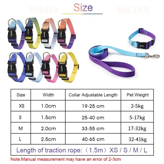 Collier et laisse réglables en nylon pour chien et chat, adaptés aux petits et grands chiens, bouledogues, pugs, beagles