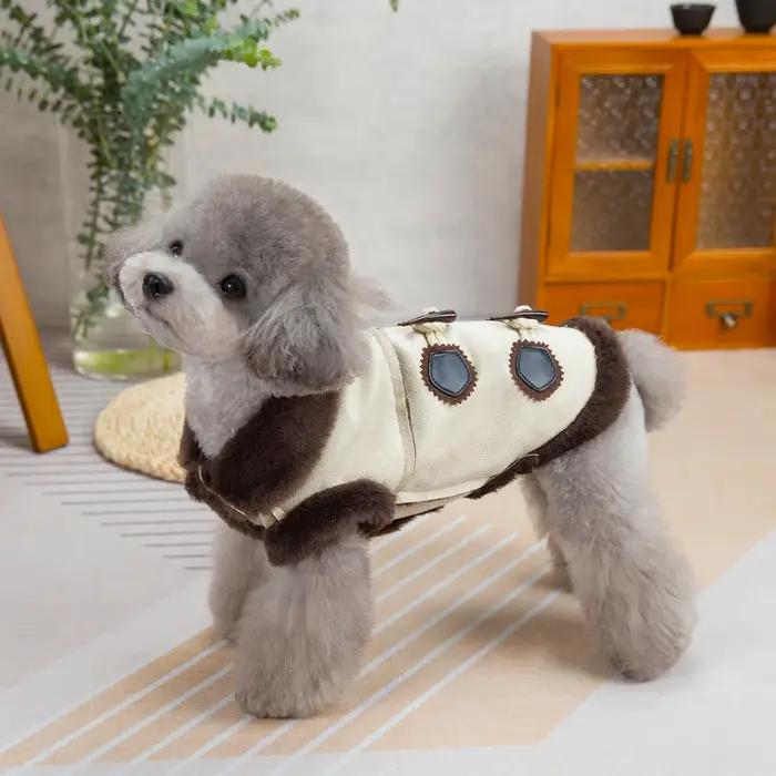 Veste à col en fourrure pour chien de compagnie, vêtements chauds pour chien, pull coupe-vent, mante