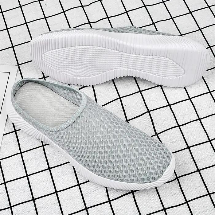 Chaussures d'été pour femmes, demi-pantoufles, chaussures en maille unisexes pour femmes, mode intér
