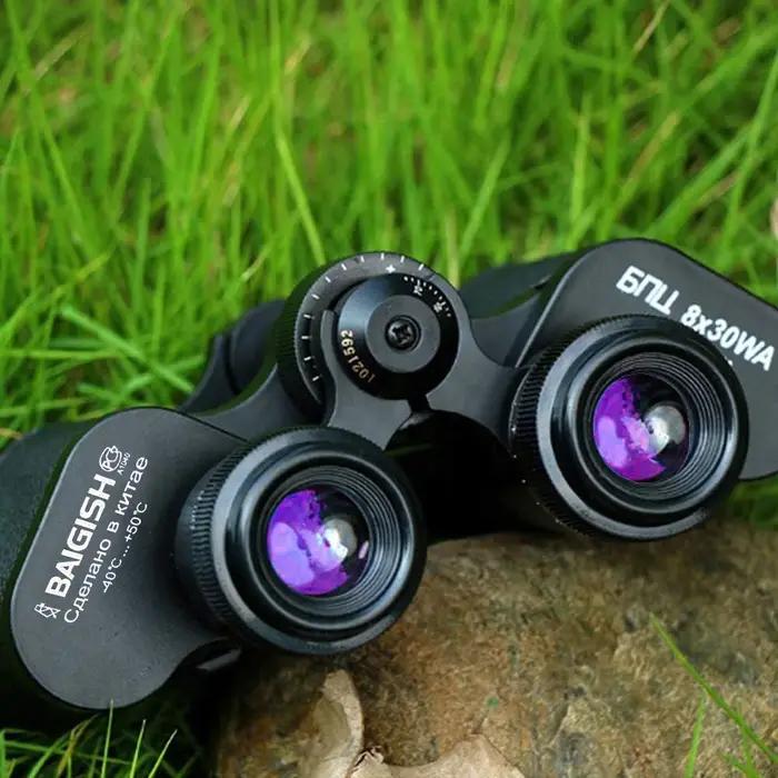 Jumelles russes Baigish 8x30 structure métal complète - Télescope militaire étanche avec sac cuir chasse