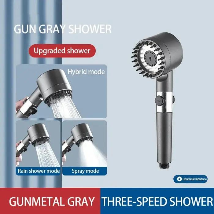Pomme de douche haute pression 3 modes réglables avec brosse massage pluie accessoire salle de bain