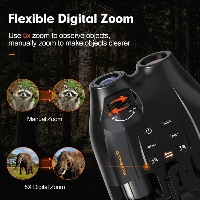 Jumelles vision nocturne infrarouge 300m avec monture tête - équipement chasse nocturne et surveillance