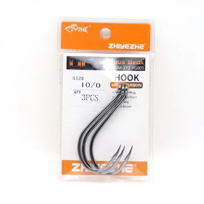 ZYZHE 3~15 pièces Hameçons de pêche à bec de pieuvre en acier à haute teneur en carbone