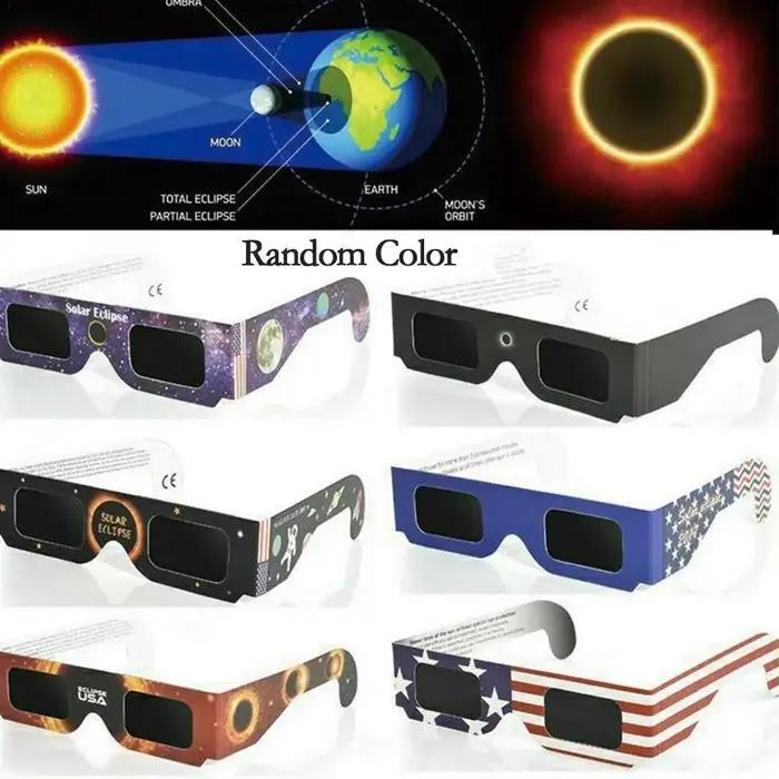 Lunettes papier éclipse solaire 1/5/10 pièces - Protection UV sécurité observation - Couleur aléatoire