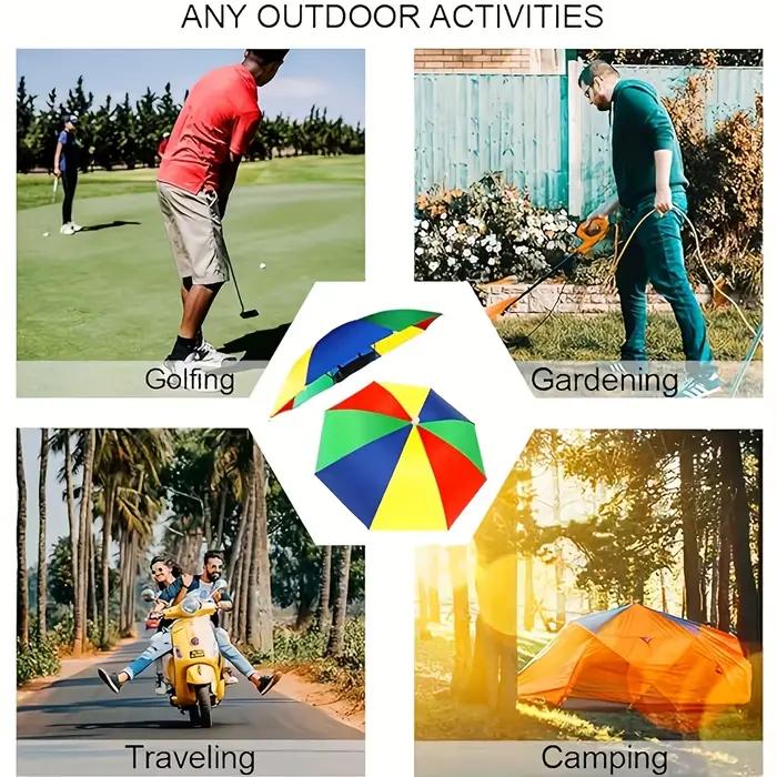 Chapeau parapluie mains libres pour activités de plein air - Protection UV