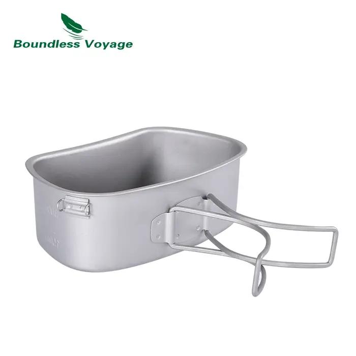Boundless Voyage-Cantine militaire en titane, ensemble de cuisine standard, bouteille d'eau, bol, bo