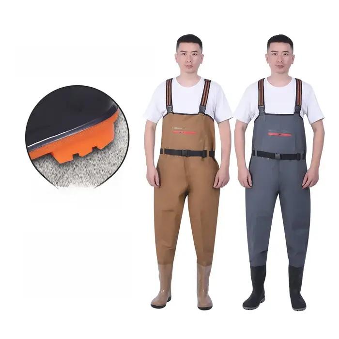 Pantalon de pêche mi-corps imperméable PVC avec bretelles - Pour la chasse et activités aquatiques