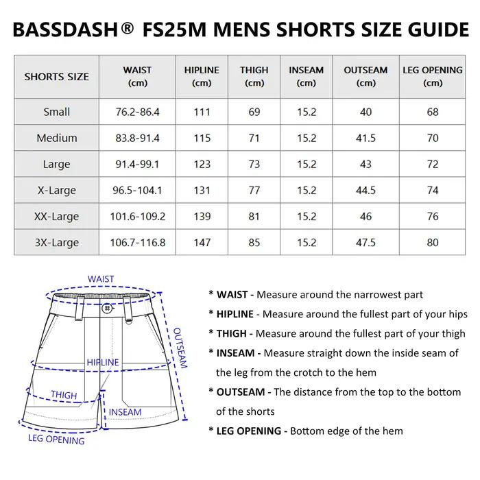 Bassdash-Short cargo de pêche pour homme, séchage rapide, randonnée, multi-poches, FS25M, Udisled 50