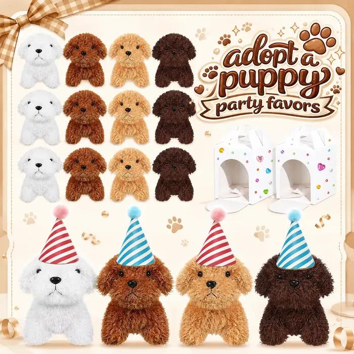 Lot de 12 à 36 animaux en peluche chien 'Adopt A Puppy' pour fêtes