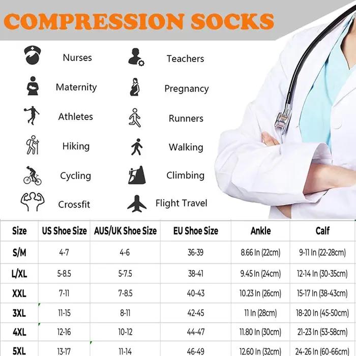 Chaussettes compression chasse Brothock - Médicales cyclisme séchage rapide nylon sport