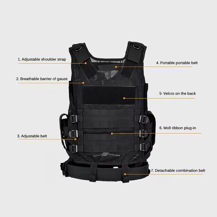 Gilet tactique Molle réglable en polyester 600D pour jeux CS, airsoft, paintball et chasse occasions spéciales