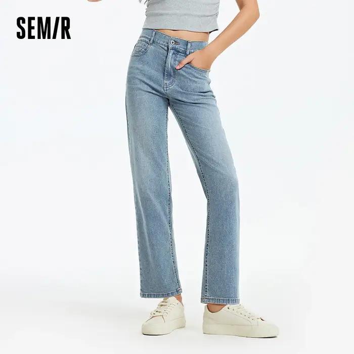 Jean Femme Semir Élastique Taille 2026 Style Rétro Droit Urbain Décontracté Quotidien Doux Confortab