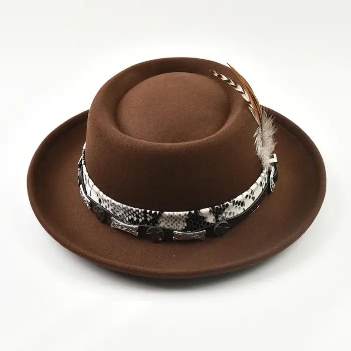 Chapeau de tarte de porc en feutre doux en laine d'imitation classique pour hommes chapeau Fedora en