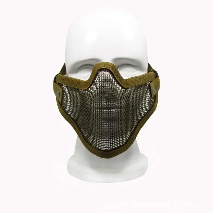 Demi-masque de protection en maille métallique pour airsoft, accessoires de chasse, paintball, armée