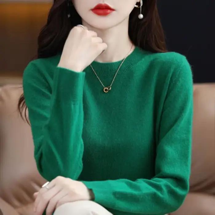 Nouveau femmes pull col rond automne hiver basique pull chaud décontracté Pulls pulls mode coréenne