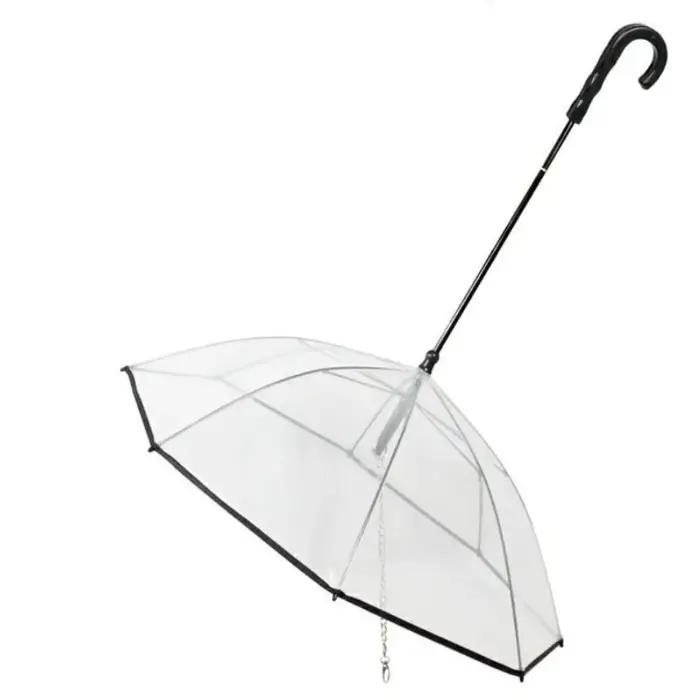 Parapluies détachables transparents pour chien, poignée en forme de C avec laisse, Poncho pour chien