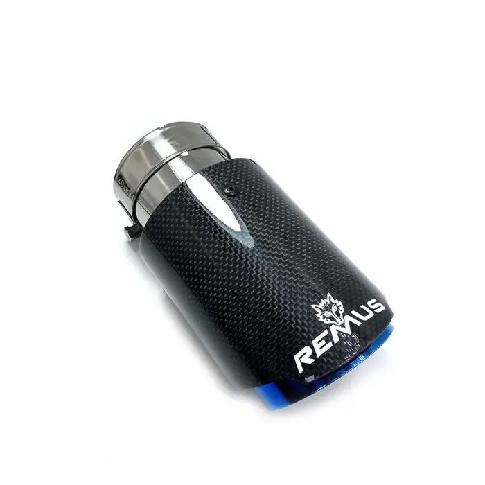 Silencieux en carbone simple brillant pour BMW Benz Audi Porsche, tuyau bleu à pointe unique, CX-4 E