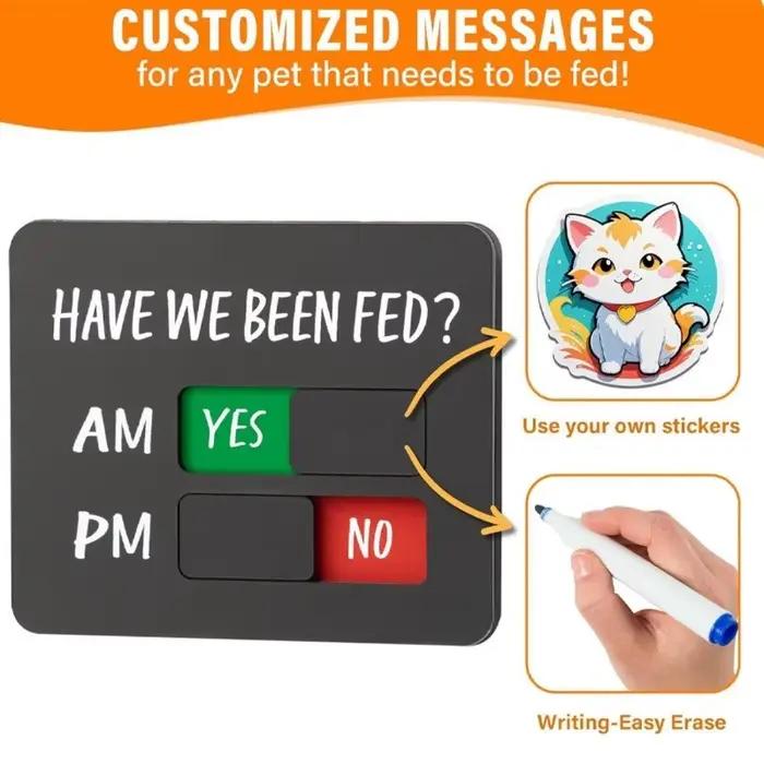 Panneau coulissant magnétique en bois pour rappel d'alimentation des animaux de compagnie, suivi AM/PM, autocollants de rappel d'alimentation pour chiens et chats occasions spéciales