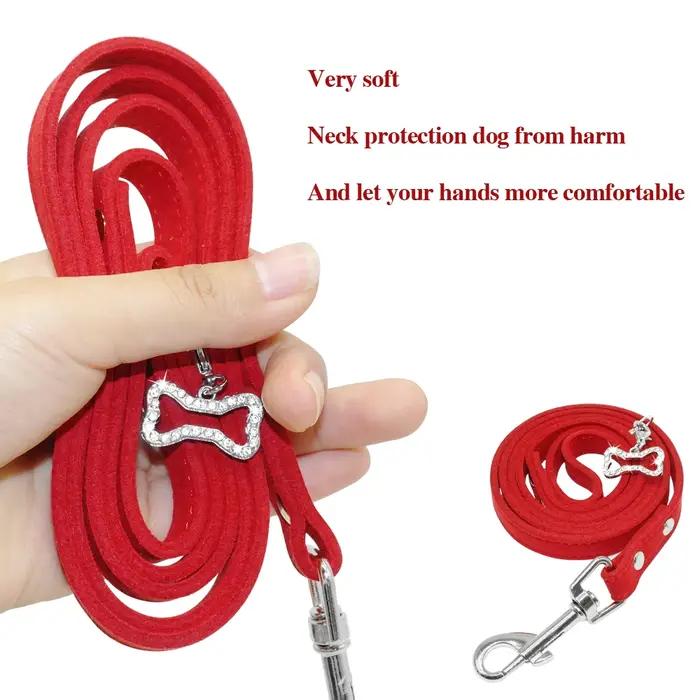 Laisse pour petit chien laisses en cuir suédé souple pour Chihuahua Yorkishire carlin petits chiens chats