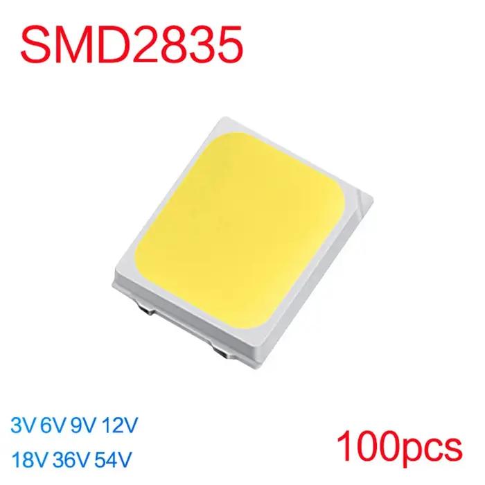 Lampe à diode électroluminescente à montage en surface ultra lumineuse, puce blanche, SMD, 100, 2835