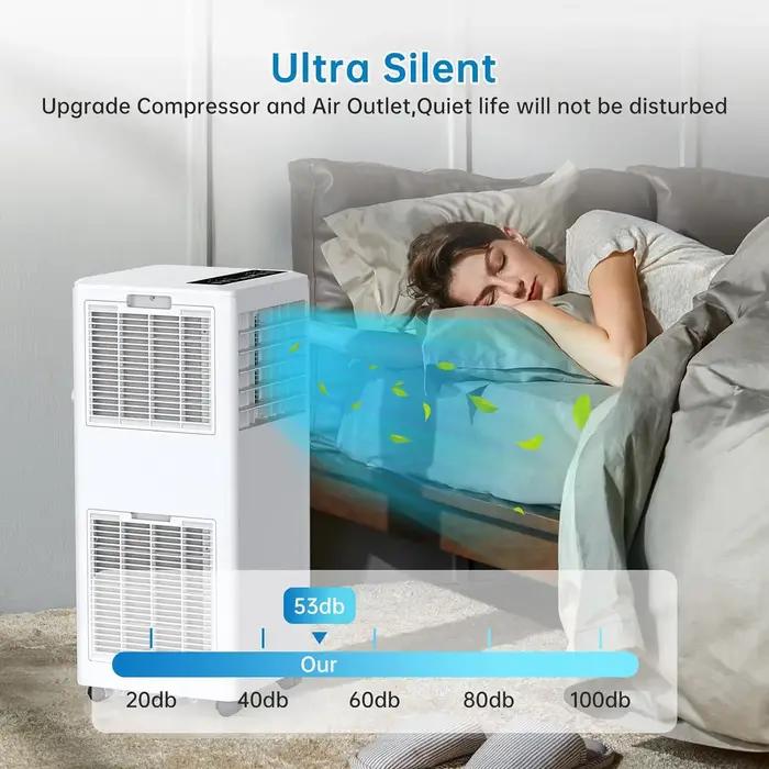 Climatiseurs portables 8000 BTU avec déshumidificateur, ventilateur, télécommande, minuterie 24 heur