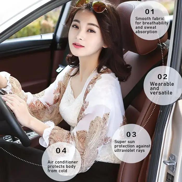 Châle en mousseline de soie anti-UV pour femme, manches fines, vêtements de protection solaire, cond