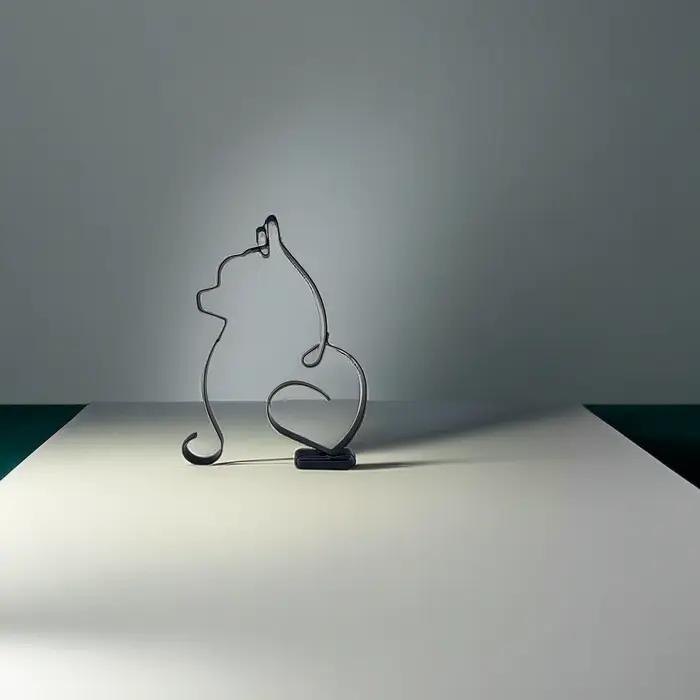 Sculpture d'art de chien en métal, décoration murale abstraite, art minimaliste pour bureau ou maison, figurine en fer, mignon Mi, occasion spéciale