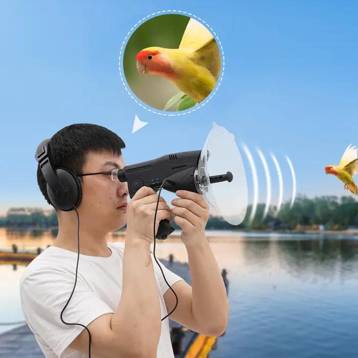 Disque d'écoute oiseaux 8x avec casque 200m - Enregistreur son pour observation chasse enfants éducatif