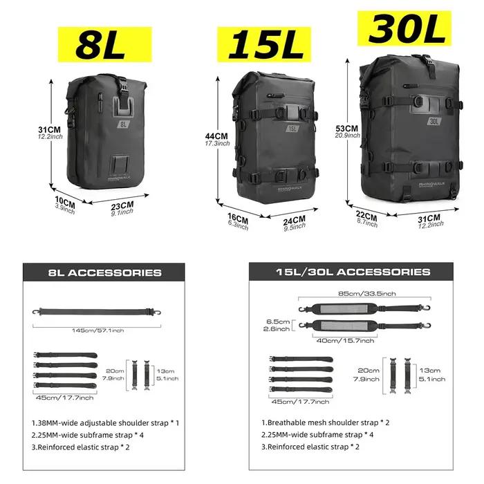 Bal inowalk-Sac de Voyage Latéral Étanche pour Moto, Sacoche de Selle de Moteur, 30l