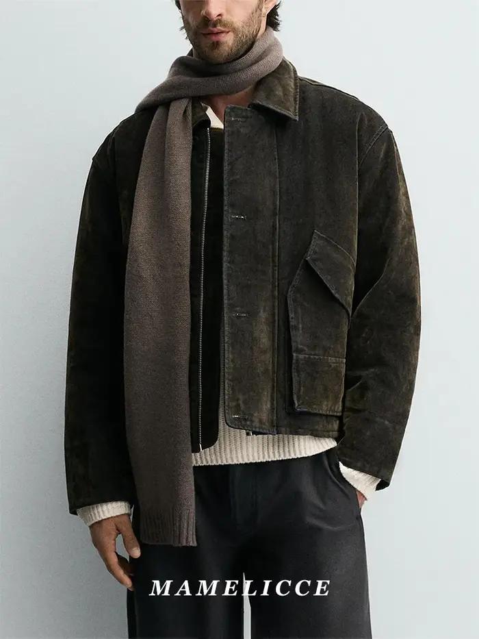 MAMELICCE design Original Vintage style vieilli veste vêtements pour hommes manteau armée vert coton