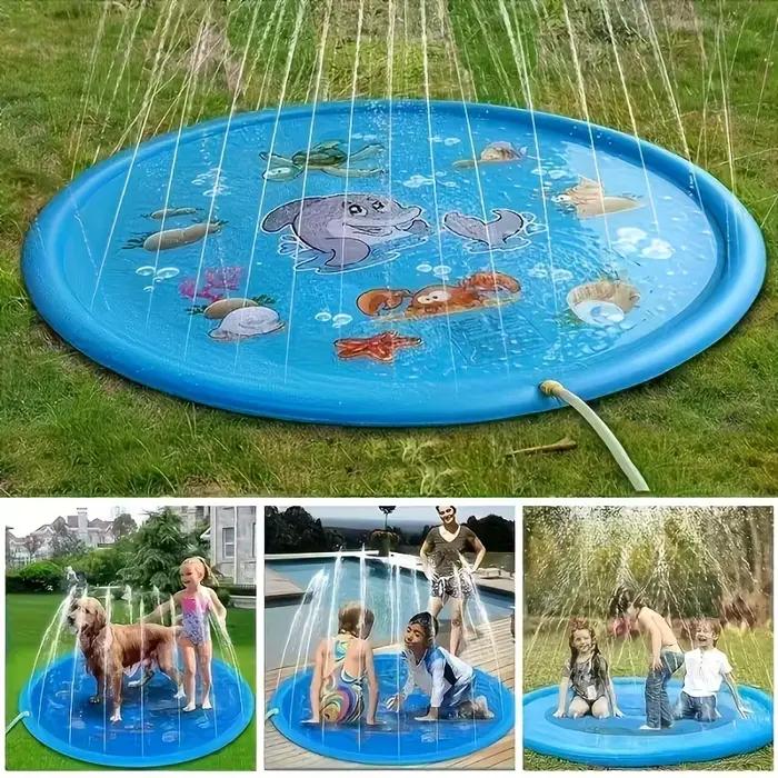 Bassin de bain extérieur robuste pour animaux de compagnie avec fonction de pulvérisation d'eau-refroidissement de jeu