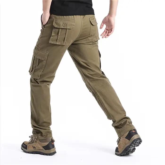 Pantalon cargo grande taille homme randonnée chasse - Taille élastique tactique jogger coton confort