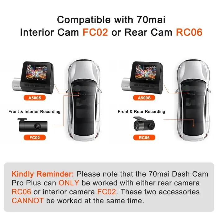 70mai-Caméra avant DVR de voiture avec vision nocturne, caméra de tableau de bord Pro Plus, GPS inté